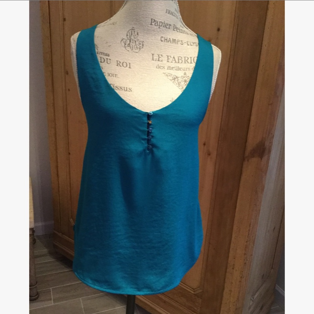Zara turquoise sleeveless blouse with twist back